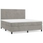 vidaXL Boxspringbett mit Matratze Hellgrau 160x200 cm Samt vidaXL Boxspringbett mit Matratze Hellgrau 160x200 cm Samt