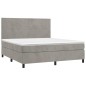 vidaXL Boxspringbett mit Matratze Hellgrau 160x200 cm Samt vidaXL Boxspringbett mit Matratze Hellgrau 160x200 cm Samt