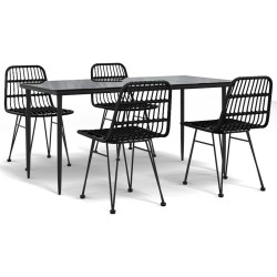 vidaXL 5-tlg. Garten-Essgruppe Schwarz Poly Rattan