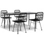 vidaXL 5-tlg. Garten-Essgruppe Schwarz Poly Rattan vidaXL 5-tlg. Garten-Essgruppe Schwarz Poly Rattan