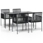 vidaXL 5-tlg. Garten-Essgruppe mit Kissen Schwarz Poly Rattan & Stahl vidaXL 5-tlg. Garten-Essgruppe mit Kissen Schwarz Poly Rattan & Stahl