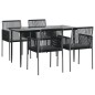 vidaXL 5-tlg. Garten-Essgruppe mit Kissen Schwarz Poly Rattan & Stahl vidaXL 5-tlg. Garten-Essgruppe mit Kissen Schwarz Poly Rattan & Stahl