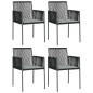vidaXL 5-tlg. Garten-Essgruppe mit Kissen Schwarz Poly Rattan & Stahl vidaXL 5-tlg. Garten-Essgruppe mit Kissen Schwarz Poly Rattan & Stahl