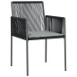 vidaXL 5-tlg. Garten-Essgruppe mit Kissen Schwarz Poly Rattan & Stahl vidaXL 5-tlg. Garten-Essgruppe mit Kissen Schwarz Poly Rattan & Stahl