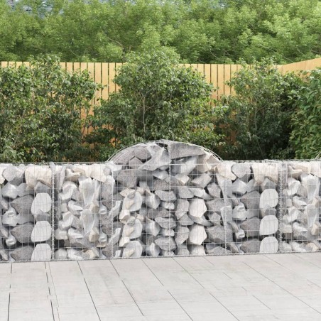 vidaXL Gabionen mit Hochbogen 3 Stk. 200x50x80/100 cm Verzinktes Eisen
