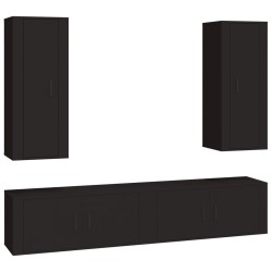 vidaXL 4-tlg. TV-Schrank-Set Schwarz Holzwerkstoff