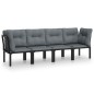 vidaXL 4-tlg. Garten-Lounge-Set Schwarz und Grau Poly Rattan vidaXL 4-tlg. Garten-Lounge-Set Schwarz und Grau Poly Rattan