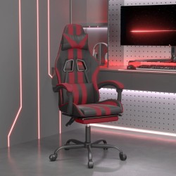 vidaXL Gaming-Stuhl mit Fußstütze Schwarz und Weinrot Kunstleder