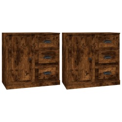 vidaXL Sideboards 2 Stk. Räuchereiche Holzwerkstoff