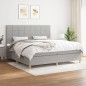 vidaXL Boxspringbett mit Matratze Hellgrau 200x200 cm Stoff vidaXL Boxspringbett mit Matratze Hellgrau 200x200 cm Stoff