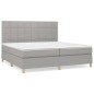 vidaXL Boxspringbett mit Matratze Hellgrau 200x200 cm Stoff vidaXL Boxspringbett mit Matratze Hellgrau 200x200 cm Stoff