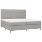 vidaXL Boxspringbett mit Matratze Hellgrau 200x200 cm Stoff vidaXL Boxspringbett mit Matratze Hellgrau 200x200 cm Stoff