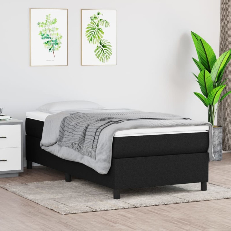 vidaXL Boxspringbett mit Matratze Schwarz 90x200 cm Stoff vidaXL Boxspringbett mit Matratze Schwarz 90x200 cm Stoff