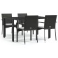 vidaXL 5-tlg. Garten-Essgruppe mit Kissen Schwarz Poly Rattan vidaXL 5-tlg. Garten-Essgruppe mit Kissen Schwarz Poly Rattan