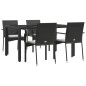 vidaXL 5-tlg. Garten-Essgruppe mit Kissen Schwarz Poly Rattan vidaXL 5-tlg. Garten-Essgruppe mit Kissen Schwarz Poly Rattan