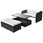 4-tlg. Garten-Lounge-Set mit Auflagen Poly Rattan Schwarz 4-tlg. Garten-Lounge-Set mit Auflagen Poly Rattan Schwarz