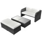 4-tlg. Garten-Lounge-Set mit Auflagen Poly Rattan Schwarz 4-tlg. Garten-Lounge-Set mit Auflagen Poly Rattan Schwarz