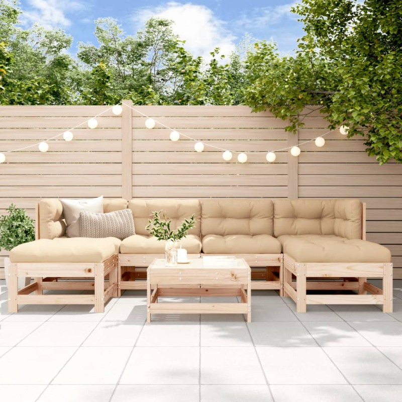 vidaXL 7-tlg. Garten-Lounge-Set mit Kissen Massivholz vidaXL 7-tlg. Garten-Lounge-Set mit Kissen Massivholz