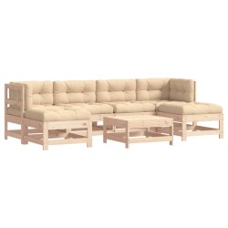 vidaXL 7-tlg. Garten-Lounge-Set mit Kissen Massivholz