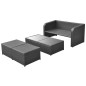 4-tlg. Garten-Lounge-Set mit Auflagen Poly Rattan Schwarz 4-tlg. Garten-Lounge-Set mit Auflagen Poly Rattan Schwarz