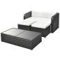 4-tlg. Garten-Lounge-Set mit Auflagen Poly Rattan Schwarz 4-tlg. Garten-Lounge-Set mit Auflagen Poly Rattan Schwarz