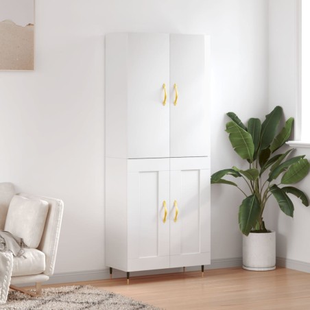 Highboard Hochglanz-Weiß 69,5x34x180 cm Holzwerkstoff