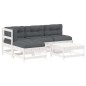 vidaXL 5-tlg. Garten-Lounge-Set mit Kissen Weiß Massivholz vidaXL 5-tlg. Garten-Lounge-Set mit Kissen Weiß Massivholz