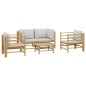 vidaXL 5-tlg. Garten-Lounge-Set mit Hellgrauen Kissen Bambus vidaXL 5-tlg. Garten-Lounge-Set mit Hellgrauen Kissen Bambus