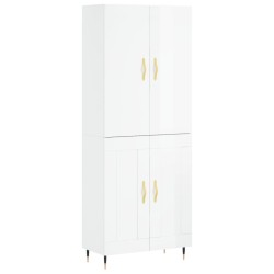 Highboard Hochglanz-Weiß 69,5x34x180 cm Holzwerkstoff