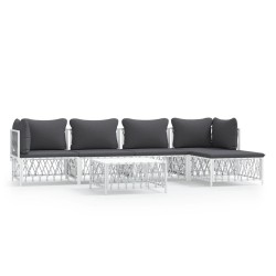 vidaXL 6-tlg. Garten-Lounge-Set mit Kissen Weiß Stahl