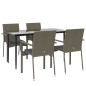 vidaXL 5-tlg. Garten-Essgruppe mit Kissen Schwarz und Grau Poly Rattan vidaXL 5-tlg. Garten-Essgruppe mit Kissen Schwarz und Grau Poly Rattan
