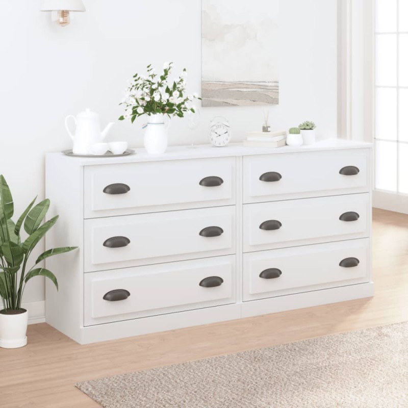 vidaXL Sideboards 2 Stk. Weiß Holzwerkstoff vidaXL Sideboards 2 Stk. Weiß Holzwerkstoff