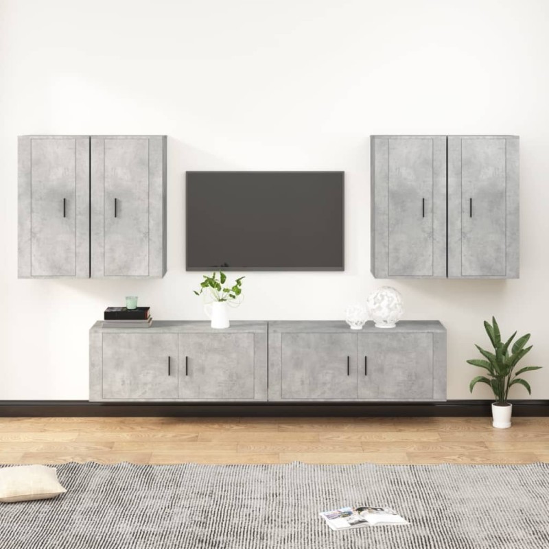 vidaXL 6-tlg. TV-Schrank-Set Betongrau Holzwerkstoff vidaXL 6-tlg. TV-Schrank-Set Betongrau Holzwerkstoff