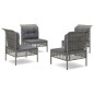 vidaXL 4-tlg. Garten-Lounge-Set mit Kissen Grau Poly Rattan vidaXL 4-tlg. Garten-Lounge-Set mit Kissen Grau Poly Rattan