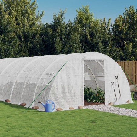vidaXL Gewächshaus mit Stahlrahmen Weiß 96 m² 24x4x2 m