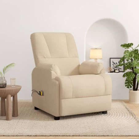 vidaXL Massagesessel Elektrisch Creme Wildleder-Optik