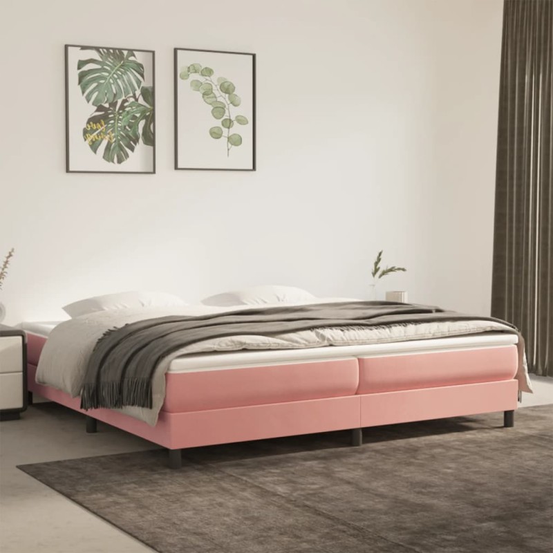 vidaXL Boxspringbett mit Matratze Rosa 200x200 cm Samt vidaXL Boxspringbett mit Matratze Rosa 200x200 cm Samt