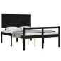 vidaXL Massivholzbett mit Kopfteil Schwarz 140x190 cm vidaXL Massivholzbett mit Kopfteil Schwarz 140x190 cm