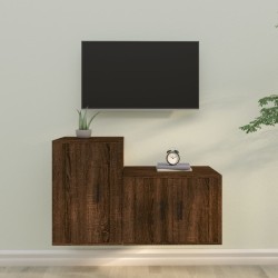 vidaXL 2-tlg. TV-Schrank-Set Braun Eichen-Optik Holzwerkstoff