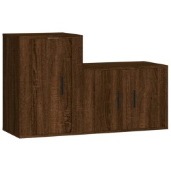 vidaXL 2-tlg. TV-Schrank-Set Braun Eichen-Optik Holzwerkstoff