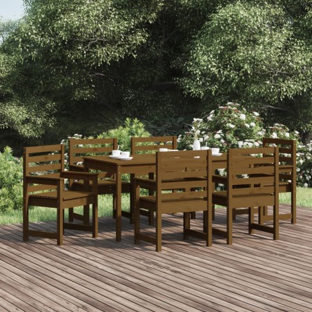 vidaXL 7-tlg. Garten-Essgruppe Honigbraun Massivholz Kiefer