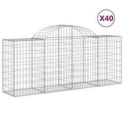 vidaXL Gabionen mit Hochbogen 40 Stk. 200x50x80/100cm Verzinktes Eisen