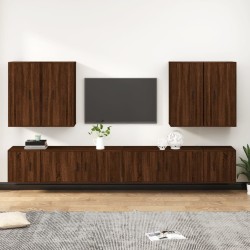 vidaXL 8-tlg. TV-Schrank-Set Braun Eichen-Optik Holzwerkstoff