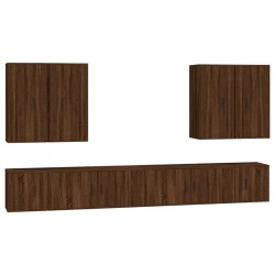 vidaXL 8-tlg. TV-Schrank-Set Braun Eichen-Optik Holzwerkstoff