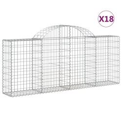 vidaXL Gabionen mit Hochbogen 18 Stk. 200x30x80/100cm Verzinktes Eisen