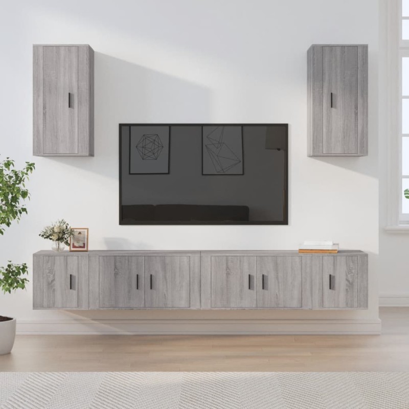 vidaXL 6-tlg. TV-Schrank-Set Grau Sonoma Holzwerkstoff vidaXL 6-tlg. TV-Schrank-Set Grau Sonoma Holzwerkstoff