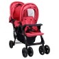 Tandem-Zwillingskinderwagen Rot Stahl Tandem-Zwillingskinderwagen Rot Stahl