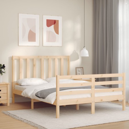 vidaXL Massivholzbett mit Kopfteil 120x200 cm