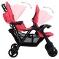 Tandem-Zwillingskinderwagen Rot Stahl Tandem-Zwillingskinderwagen Rot Stahl