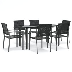 vidaXL 7-tlg. Garten-Essgruppe Poly Rattan und Stahl